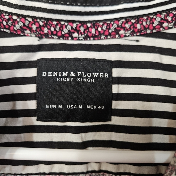 Denim And Flower Ricky Singh Floral Mens Button Down Short Sleeve Shirt! - Picture 2 of 5